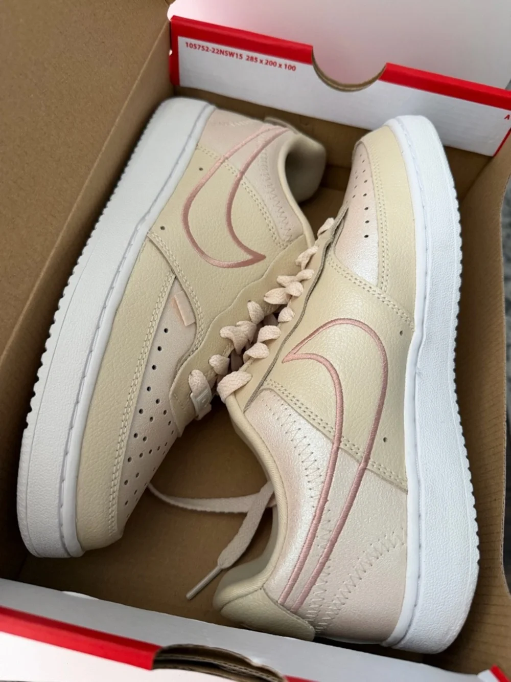NIKE Women’s Court Vision Low Premium Sneakers-Size 8-Pearl White/Sail Metallic